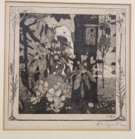 Auktion 370 / Los 5016 <br>Heinrich Vogeler (1872-1942), Radierung, Titel "Fr&uuml;hlingsmorgen", ger./Glas, RG 28 x 38cm