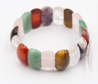 Auktion 370<br>Multicolor-Zugarmband, div. Halbedelsteine, ca. B-2,5cm