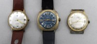 Auktion 370 / Los 2020 <br>3x div. Vintage-Armbanduhren, RUHLA (steht),  Intex (l&auml;uft 5 sec. an) und 1x Automatic (l&auml;uft), Tragespuren, ca. D-3,5cm