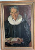 Auktion 370 / Los 4039 <br>Hans BUCH (1889-1955) , 1947 "Portrait eines Pastors" &Ouml;l/Leinen, gerahmt, RG 103x72 cm (Sperrgut)