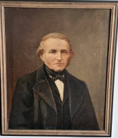 Auktion 370<br>unleserl. signiert? in der Farbe "Portrait eines Mannes" um 1870, vero betitelt "Dietrich Speckmann, 1812 bis 1878, &Ouml;l/Leinen, gerahmt, RG55x46 cm