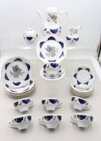 Auktion 370 / Los 8034 <br>Kaffeeservice, KAHLA, DDR, Kobalt, 24 Teile, Kanne H-23,5cm Tassen H-6cm