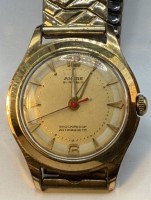 Auktion 370<br>mechan. Armbanduhr "Ancre-21 Rubis" Handaufzug, Werk l&auml;uft, Double mit Double Zugband, D-3 cm