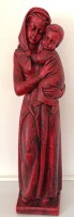 Auktion 370<br>hohe Wachsfigur, Maria mit Kind, rot gef&auml;rbt, H-80 cm