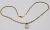 Auktion 370<br>925er Silber-Halskette mit kl. Anh&auml;nger, Rheinkiesel, vergoldet, 6,9gr., L-44cm Anh., L-2cm