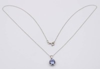 Auktion 370<br>925er Silber-Halskette mit Anh&auml;nger, wohl Tansanit, 1,7gr., ca. L-47cm, Anh. L-1,5cm