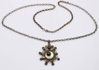 Auktion 370<br>antike wohl Trachtenkette, Silber, Anh&auml;nger mit Perlmutt und filigran gearbeitet, Alters-u. Trakespuren, zus. 36,8gr., ca. L-82cm, Anh. L-6cm