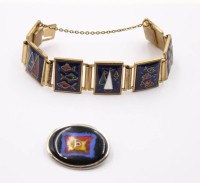 Auktion 370<br>2 Teile Emaille-Schmuck, 60/70er Jahre, Armband ca. L-17cm