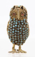 Auktion 370<br>nepalesische Eulen-Figur, Steinbesatz, einige fehlen, ca. H-6cm