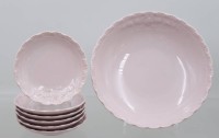 Auktion 370 / Los 8063 <br>Konfektset, Hutschenreuther, Porcelaine Ros&eacute;, 7tlg. , D-19cm D-10,5cm