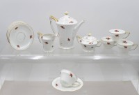Auktion 374<br>Mokka-Service, Sorau, Art-D&eacute;co, f&uuml;r 4 Personen, Kanne H-16,5cm Tassen H-4,2cm