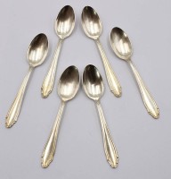 Auktion 374<br>6x Teel&ouml;ffel, 90er Auflage, &auml;lter, ca. L-11,5cm
