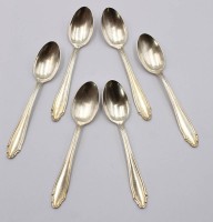 Auktion 374<br>6x Teel&ouml;ffel, 90er Auflage, &auml;lter, ca. L-11,5cm