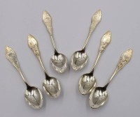 Auktion 370<br>6x Teel&ouml;ffel, Friesenmuster, versilbert, ca. L-11cm