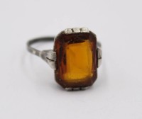 Auktion 370<br>830er Silber-Ring mit Bernstein, &auml;lter, getragene Erhaltung, ca. 4,2gr. RG 56