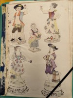 Auktion 370<br>umfangreicher Skizzen-Nachlass einer Meissner Porzellanmalerin, 3 Mappen, viele  Aquarelle, Zeichnungen Fotos etc., tw. signiert von 50- bis 80-er Jahre, auch Meissen Stempel, wohl mehrere hundert Teile