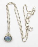 Auktion 370<br>Halskette mit Opal Anh&auml;nger, beide Sterling Silber 0.925, L. 43cm, zus.5,7g,