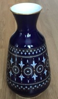 Auktion 370<br>Vintage grosse Hutschenreuther Vase - Echt Kobalt &amp; Gold - 60er Jahre Design, H ca :39 cm B- ca : 20 cm