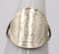 Auktion 370<br>M&uuml;nzring aus 1/2 Franken 1921, Silber, Rg. 54, 3,4 Gramm