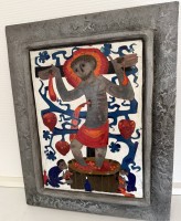 Auktion 370<br>Egino Weinert (1920-2012) wohl, Emaille-Bild mit Metallrahmen, RG 42x33 cm