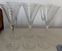 Auktion 370<br>6x hohe Sektgl&auml;ser, Kuppa spiralf&ouml;rmig, H-19 cm