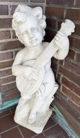 Auktion 370 / Los 15103 <br>Gartenfigur, Putto mit Mandoline, H-70 cm, Stein,