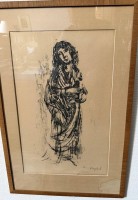 Auktion 370 / Los 5033 <br>Franz NESPETHAL (1912-1993)  "Junge Frau" Lithografie, ger/Glas, Blatt re. unten wasserrandig, RG 64x41 cm