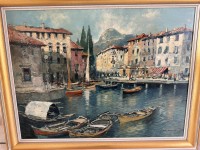 Auktion 370 / Los 4065 <br>Otto HELLMEIER (1908-1996)  "Torbole am Gardasee" &Ouml;l/Leinen, gut gerahmt, RG  75x95 cm