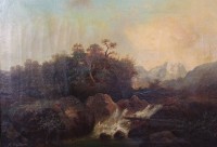 Auktion 370<br>gr. Landschaftsgem&auml;lde, 19. Jhd. signiert B. HEIDLAND (XIX), &Ouml;l/leinwand, alt gerahmt, RG 82 x 102cm, Sperrgutversand!