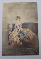 Auktion 370<br>Nelly Depony , &uuml;bermalter Lichtdruck, &auml;lter, ungerahmt, BG 27,5 x 18,5cm