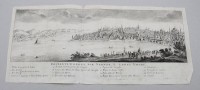 Auktion 370<br>historischer Kupferstich aus dem Jahr 1735, Panorama von Konstantinopel , ungerahmt, Blatt mit L&auml;suren, BG ca. 19 x 42,5cm