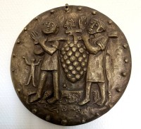 Auktion 370<br>gr. runde Bronze-Plakette, wohl Egino WEINERT (1920-2012) , D-23 cm