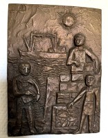 Auktion 370<br>Egino WEINERT (1920-2012)  eckige Bronze-Wandplatte , 22x15 cm