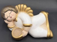 Auktion 370<br>liegender Thun Engel, weiss/gold, L-18 cm