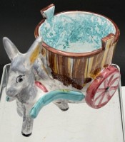 Auktion 370<br>vintage Fayence Anbietschale, Eselskarren, Italy, H-11 cm, L-15 cm