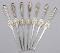 Auktion 370<br>7x versilberte Hummergabeln, ABSA, ca. L-20,5cm