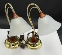 Auktion 370<br>Paar Nachtischlampen, Messingstand, H-35 cm