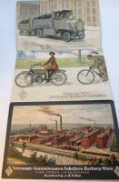 Auktion 370<br>4 Werbe-Postkarten und 4 Briefumschl&auml;ge, Gummiwerke Harburg-Wien, sp&auml;ter Phoenix AG