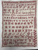 Auktion 370<br>grosses Sticktuch der Ida Bischoff, 1866, gut erhalten