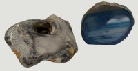 Auktion 370 / Los 15170 <br>2x Mineralien, 1x Achat Paperweight, 1x Stein-Kerzenhalter