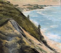 Auktion 370<br>K. Schriber oder &auml;hnlich? "Steilk&uuml;ste" &Ouml;l/Platte, gerahmt, RG 52x57 cm