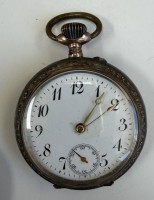 Auktion 370<br>mechan. HTU  in Silbergeh&auml;use-800- mit Widmung "S.(einem) b.(esten) Burschen, Lt. L&uuml;cker" sp&auml;ter "gef(allen) 8.9.17", Werk l&auml;uft