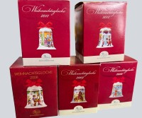 Auktion 370<br>5x Hutschenreuther Weihnachtsglocken, neu in OVP, 2008-2012