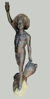Auktion 371 / Los 15001 <br>Ferdinando DE LUCA (XIX-XX) hohe Bronze, junger Mann mit Weinkrug und Becher, H-ca. 166cm, seitl. auf Krug signiert