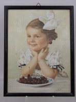 Auktion 371 / Los 5001 <br>alter Druck, Kindermotiv, ger./Glas, RG 26 x 20cm