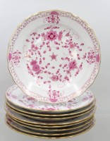 Auktion 371<br>9x flache Teller, Meissen, indisch Purpur reich, 1. Wahl, ca. D-25cm