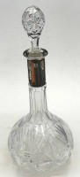 Auktion 371 / Los 10011 <br>Kristallkaraffe mit Sternschliff, Silberhals-800-, H-34 cm