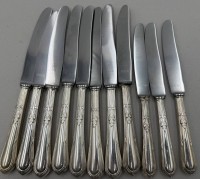 Auktion 371 / Los 11017 <br>8x grosse, 3x kl. Messer, alle mit Silbergriffen-800-, zusammen kpl. ca. 900 gr.,