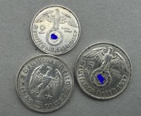 Auktion 371<br>3 M&uuml;nzen, 3.Reich, 5 RM 1936,  5 RM 1937 und 2 RM 1937, alle Hindenburg