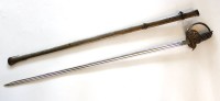 Auktion 371<br>Infanterie Offiziers Degen, W&uuml;rttemberg, gemarkt, Altersspuren u. Fehlteile, ca. L-91,5cm